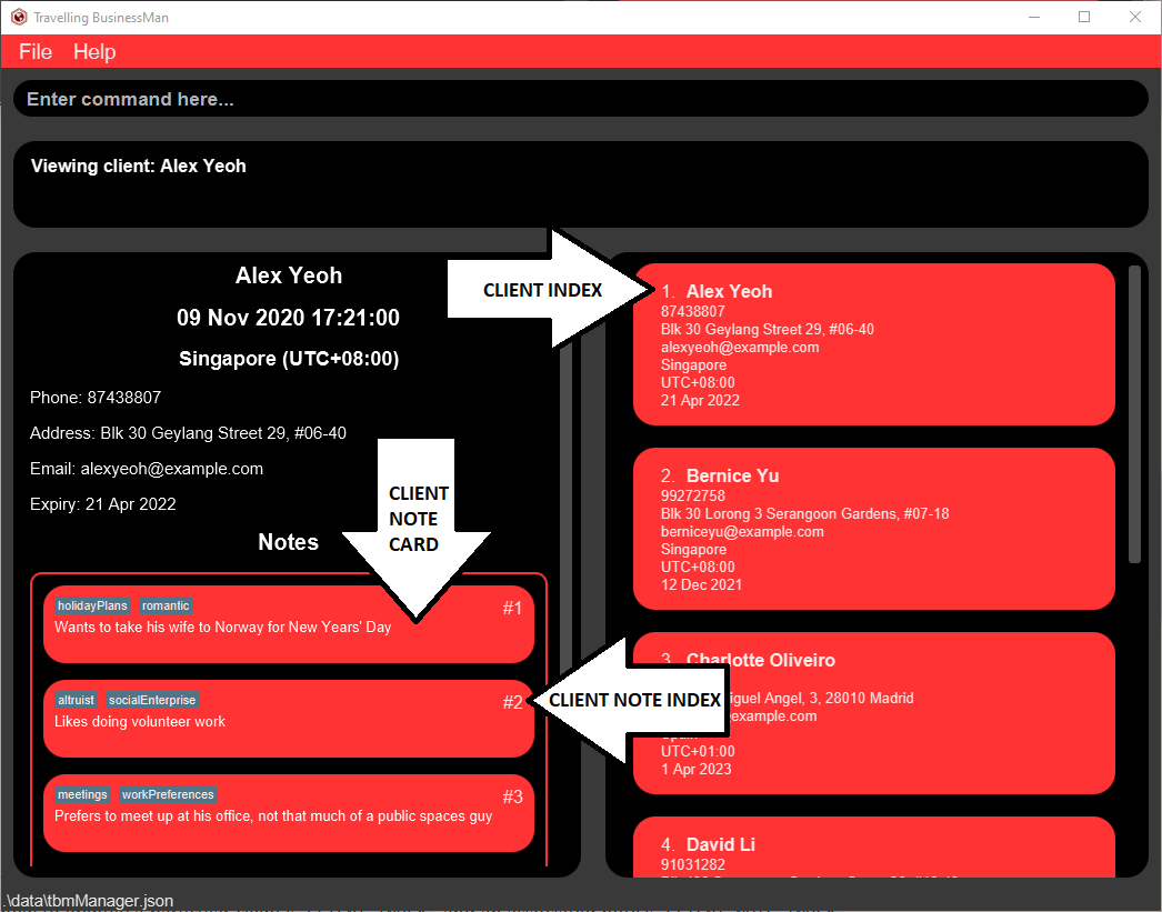 Annotated Client View UI Layout