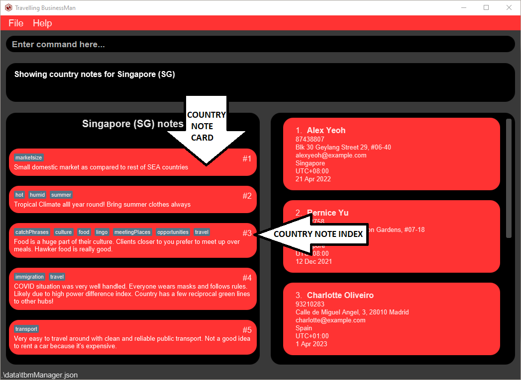 Annotated Country Note View UI Layout